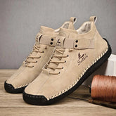 Botines casuales de cuero para hombre, diseño hecho a mano